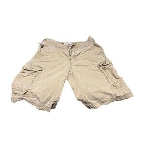 LVTHN Mens Size 30 Kakhi Cargo Shorts With Zipper Pocket And Built In Waist Tie
